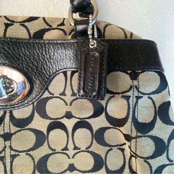 Coach Signature C Gray Black Medium Jacquard Tote Shoulder HandBag Satchel - Picture 9 of 15